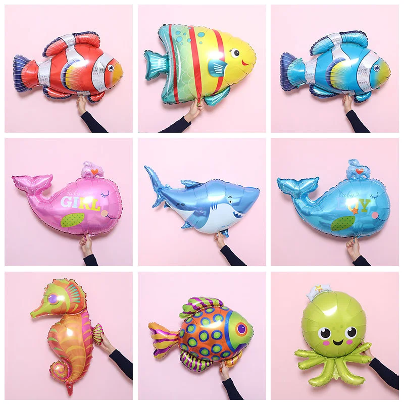 Воздушное шар с морским животным, мультяшная акула, воздушный шар из алюминиевой фольги, плавающий воздушный шар, китовый омар, морской конек, клоун, рыба, акула, осьминог, воздушный шар