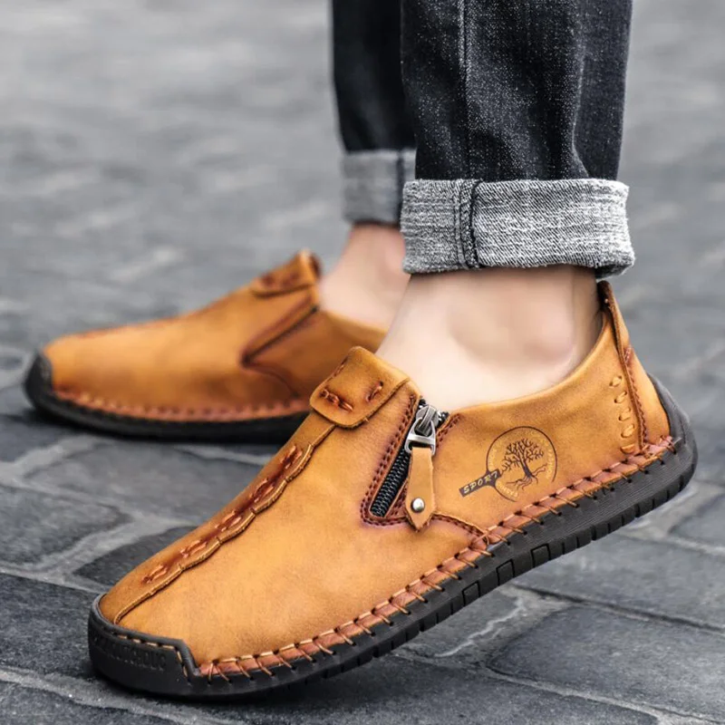  Высокое качество Мужская натуральная кожа Slip On Lofers Обувь Мужские кроссовки на плоской подошве Обувь Большие размеры Handmade Single Shoes Новинка 2023 38-45