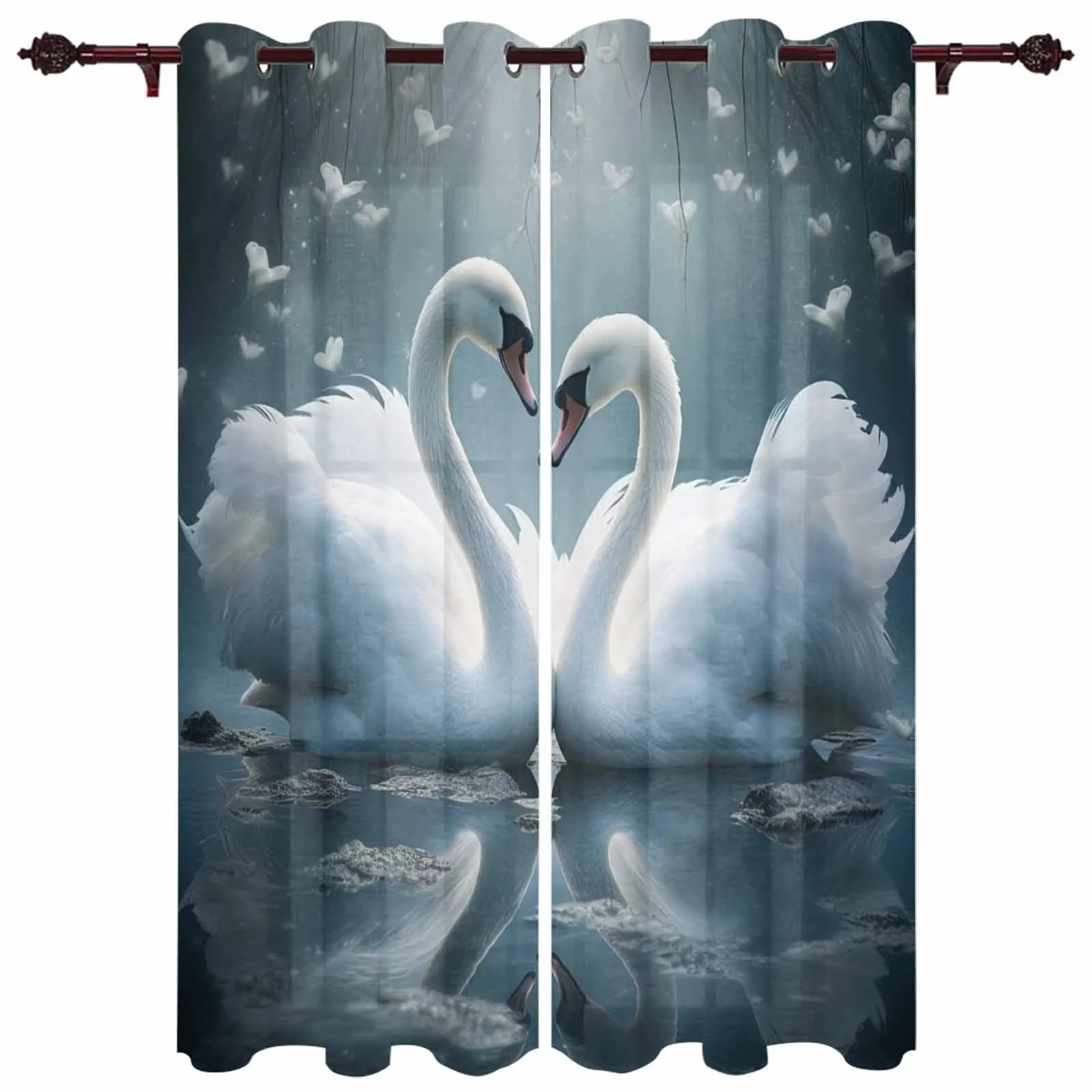 День святого Валентина Любовь Лебедь Оконные шторы для гостиной Спальня Занавеска Современные кухонные жалюзи Шторы Шторы
