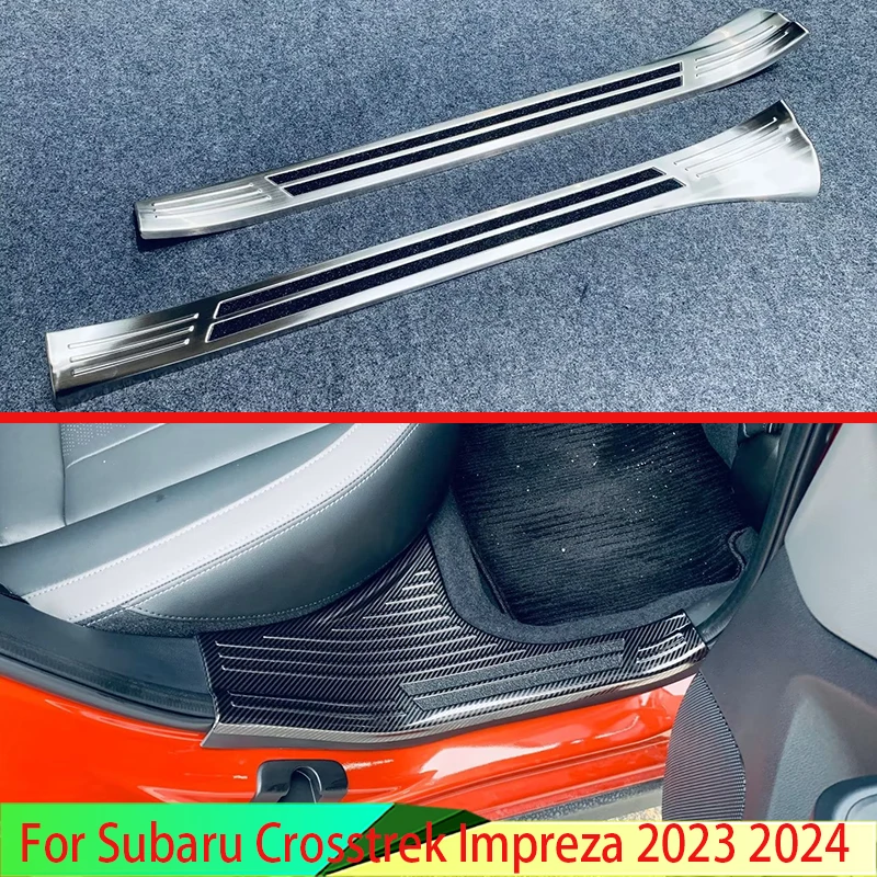 Для Subaru Crosstrek Impreza 2023 2024 Внутренняя внутренняя дверная панель порога из нержавеющей стали Накладка на пороги Защита крышки Kick Step Trim Cover Protector