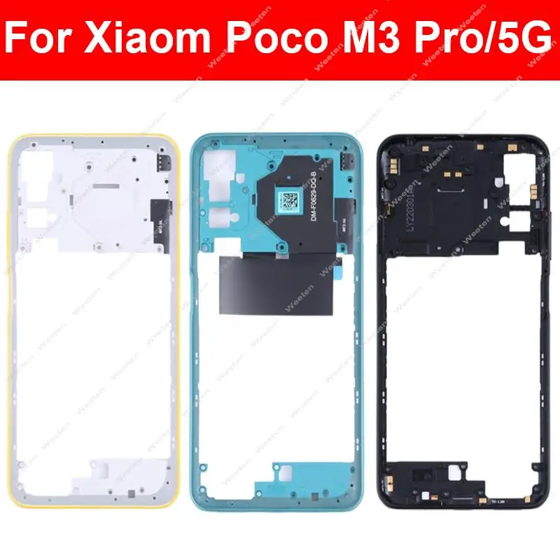Для Xiaomi Poco M3 Pro M3 Pro 5G Средний корпус Держатель Крышка Средняя рамка Безель с ключевыми частями громкости