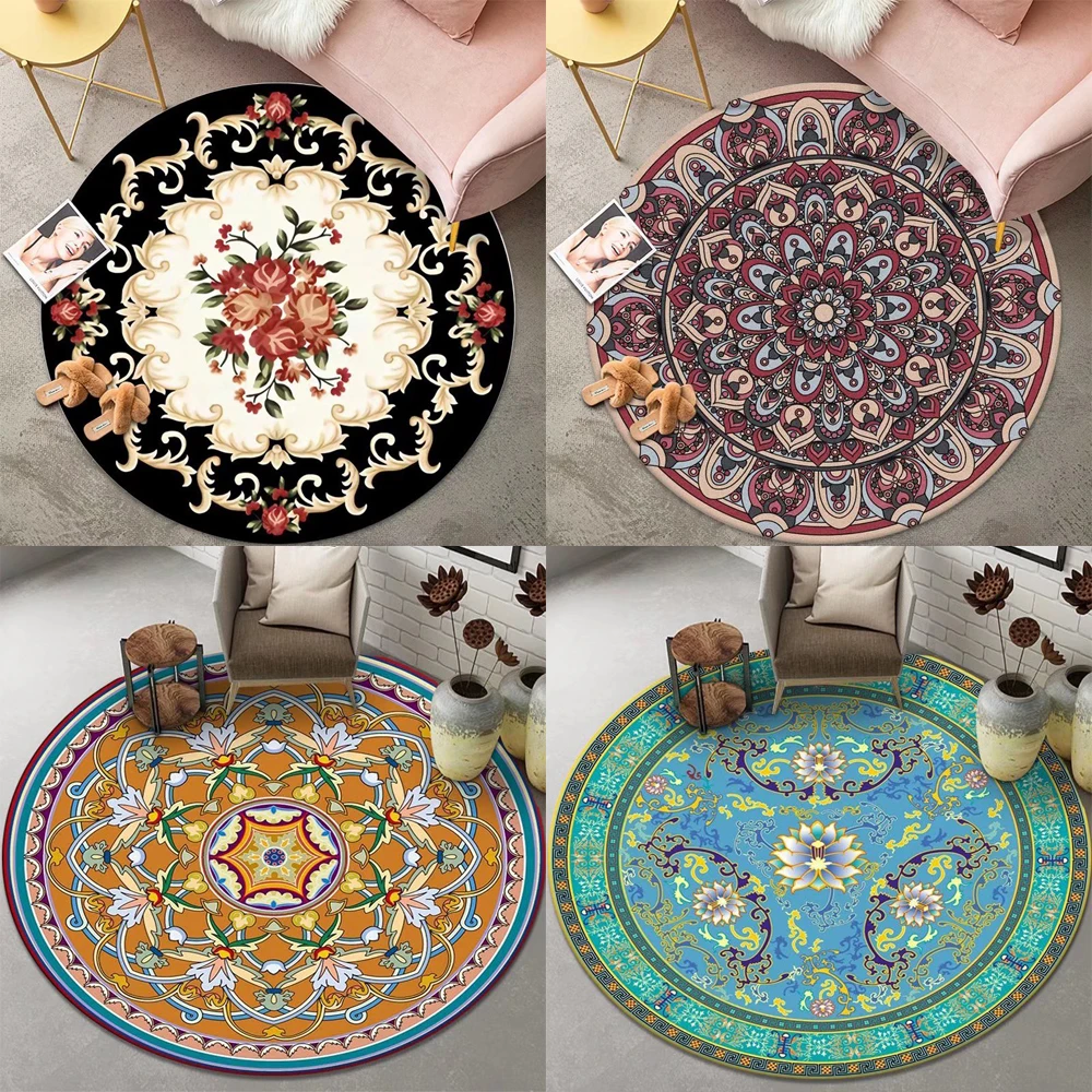Европейские персидские круглые коврики и ковры для гостиной Коврики для украшения в богемном стиле для спальни Коврик для входной двери