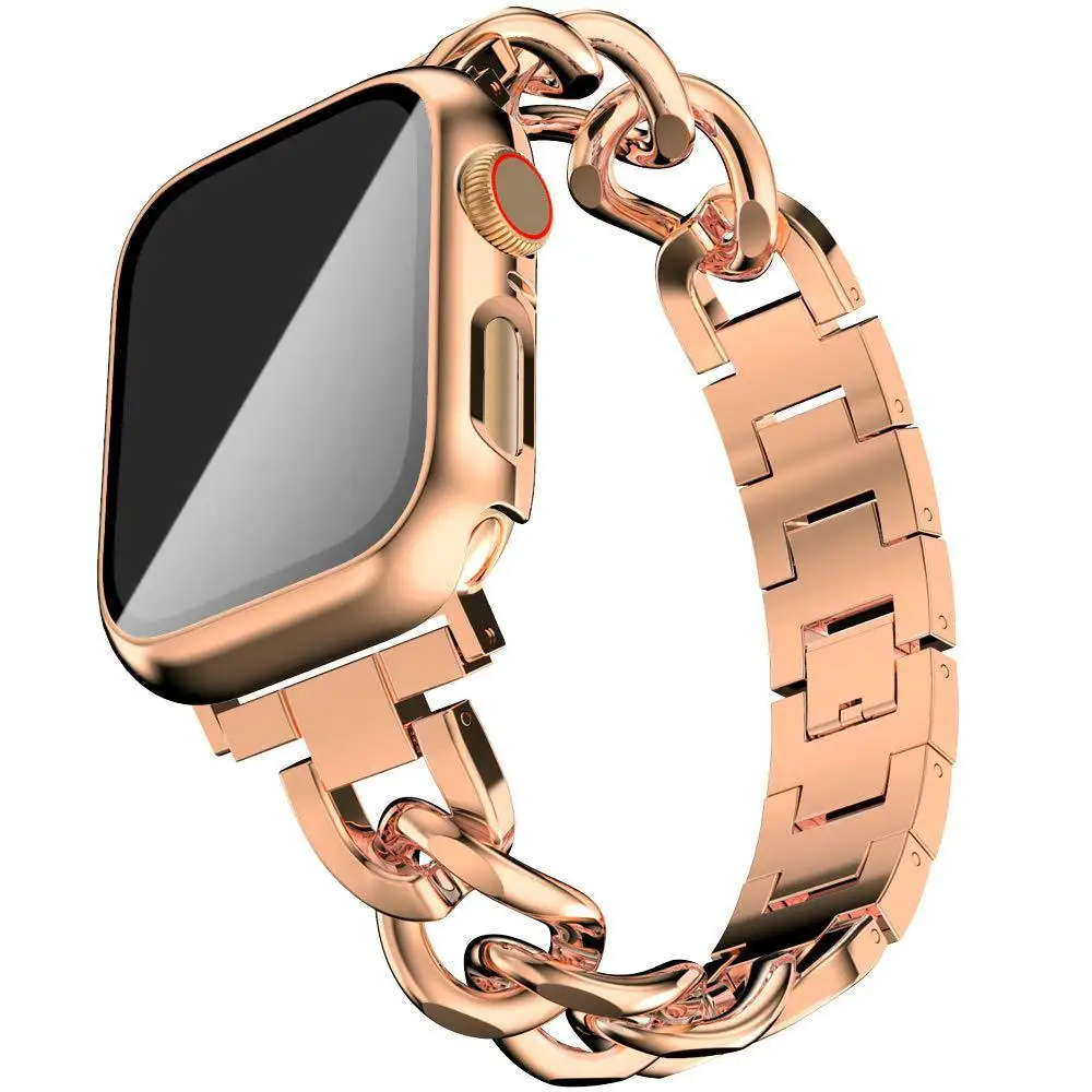 Женский металлический ремешок-цепочка для Apple Watch Ремешок 41/45 мм Series 7 Браслет из нержавеющей стали для Iwatch 6 SE 5 4 40 мм 44 мм Коробка Изображение 0 