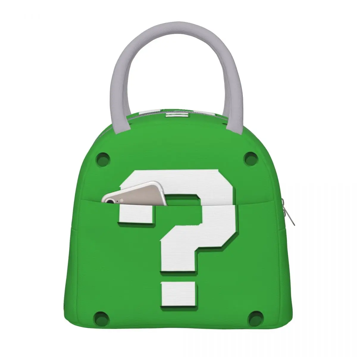  Зеленый блок вопросов Изолированные сумки для ланча Контейнер для еды Портативный холодильник Термо Ланч Бокс Для работы