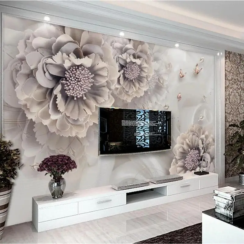 Индивидуальные обои 3d фотообои атмосферные пионы украшения для тела цветок papel de paredeгостиная спальня отель телевизор фоновые обои Изображение 0 