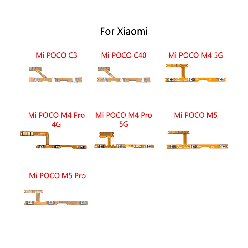 Кнопка питания Переключатель громкости Кнопка включения / выключения Гибкий кабель для Xiaomi Mi POCO C3 C40 M4 Pro 5G 4G M5 M5S Pocophone