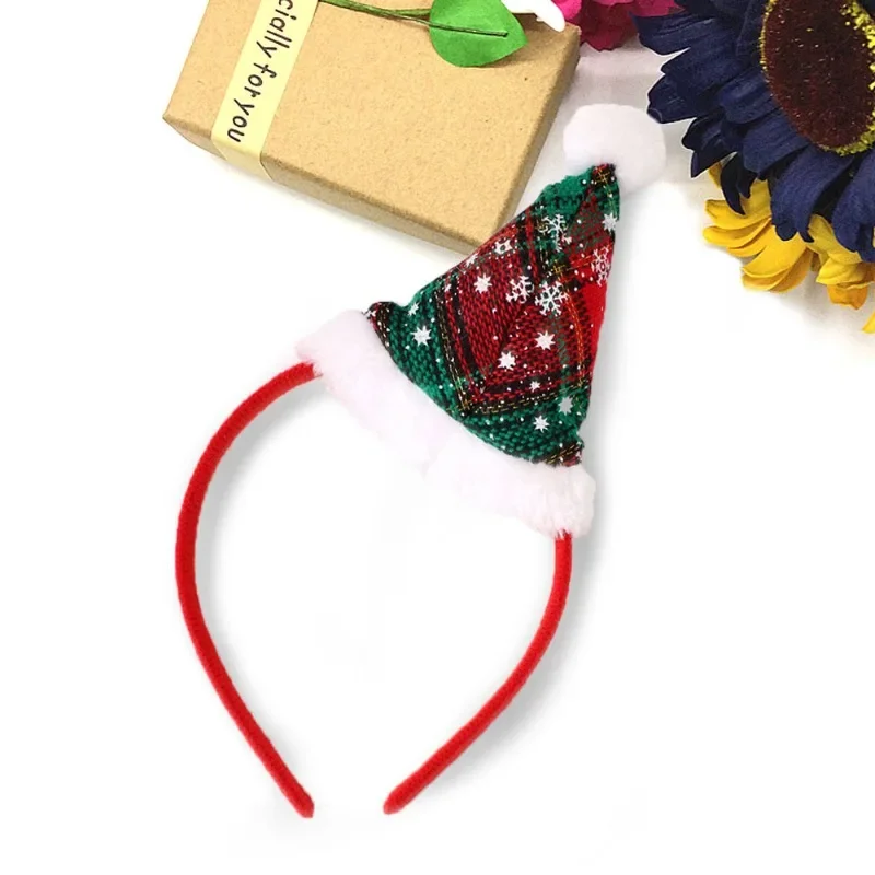 Красная рождественская повязка на голову аксессуары для волос рождественские украшения украшение для вечеринки красочная рождественская шляпа повязка на голову одеваться Изображение 2 