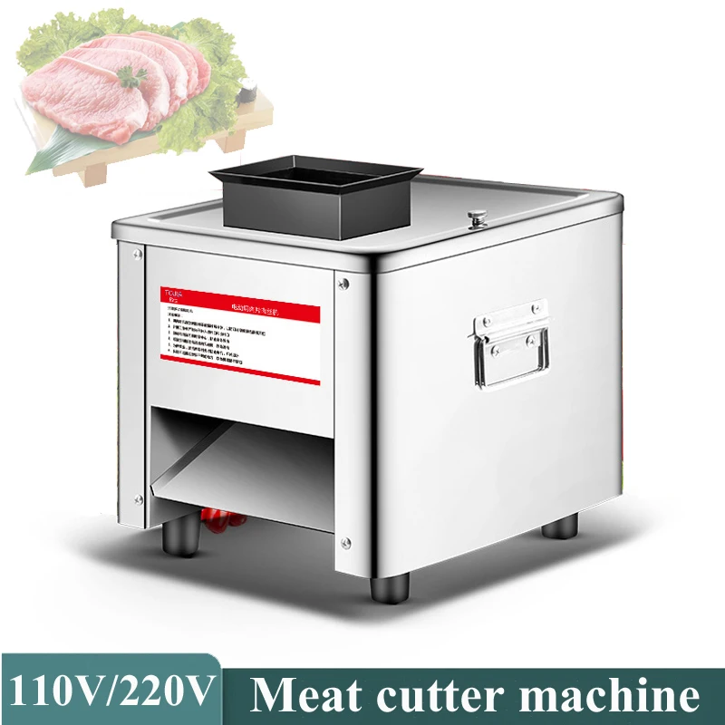  Многофункциональная машина для нарезки мяса из нержавеющей стали Коммерческий слайсер для мяса Настольная автоматическая электрическая машина для нарезки мяса кубиками 850 Вт