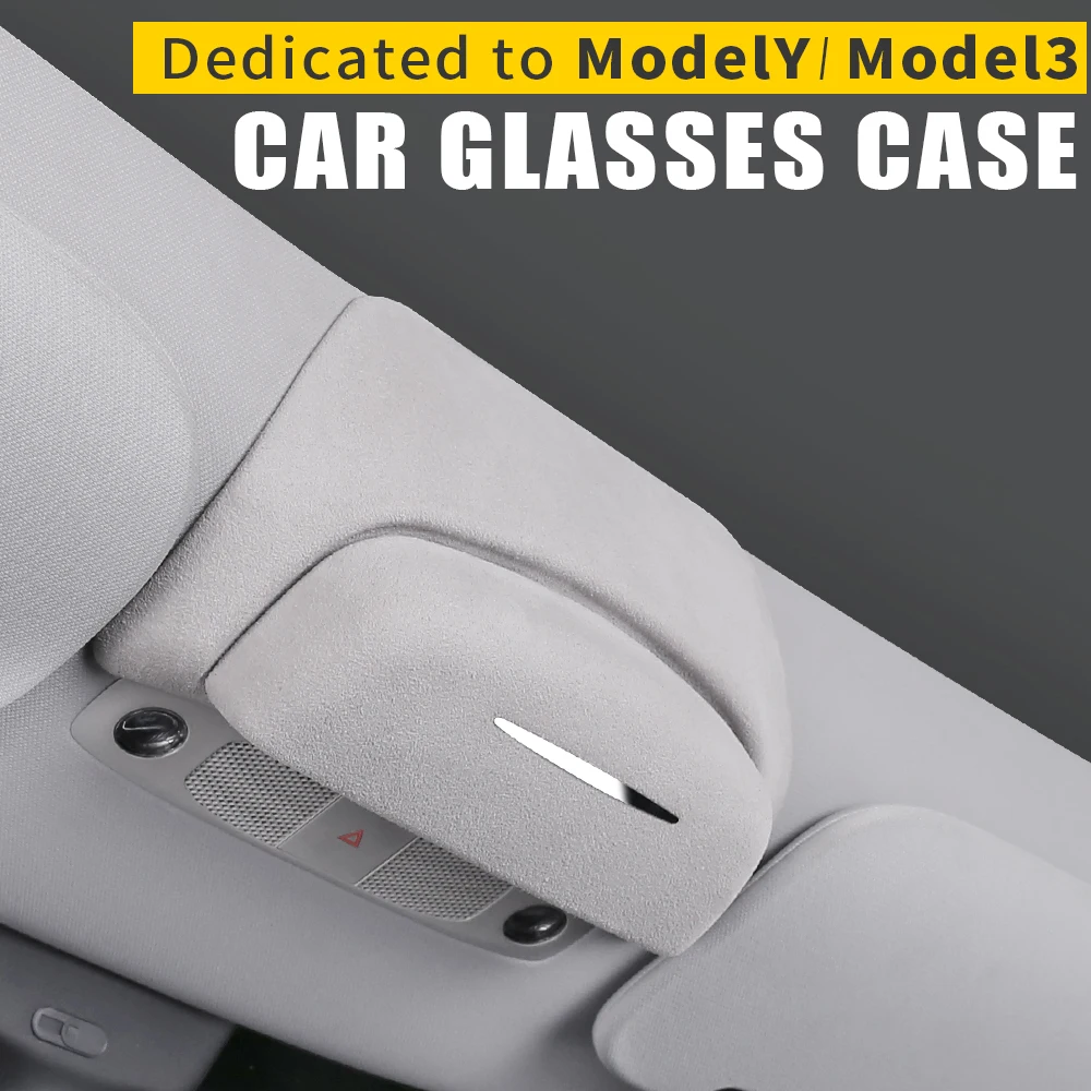 Модный мех Коробка для хранения автомобильных очков для Tesla Model 3 Model y Аксессуары Солнцезащитные очки Хранение Модель 3 Хранение очков Изображение 1 