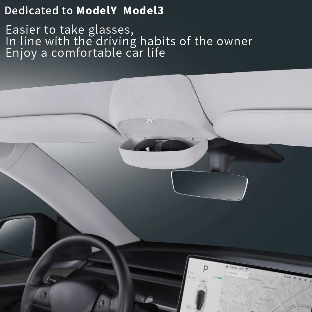 Модный мех Коробка для хранения автомобильных очков для Tesla Model 3 Model y Аксессуары Солнцезащитные очки Хранение Модель 3 Хранение очков Изображение 2 
