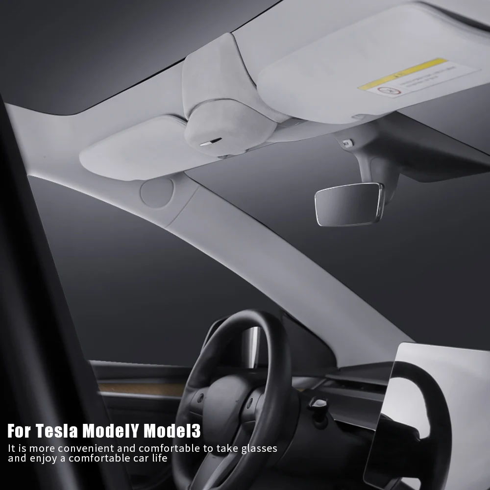Модный мех Коробка для хранения автомобильных очков для Tesla Model 3 Model y Аксессуары Солнцезащитные очки Хранение Модель 3 Хранение очков Изображение 4 