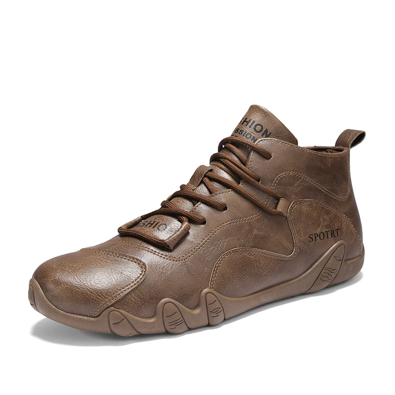 Модный тренд Мужские ботинки Нескользящая износостойкая рабочая обувь Удобная прохладная мотоциклетная обувь Теплая повседневная обувь Мужская обувь