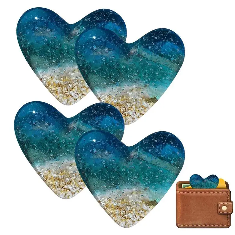 Морской пляж Стеклянный сувенир Украшения в форме сердца Романтический синий хрустальный стеклянный сердце для кого-то, кого вы любите