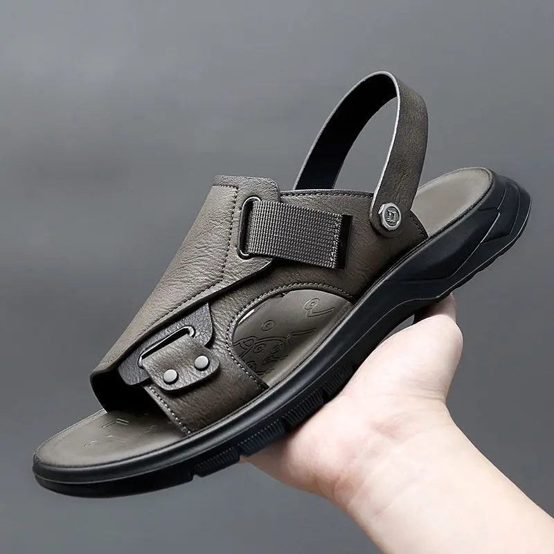 Мужские сандалии Летние сандалии из натуральной кожи Мужские повседневные легкие сандалии Модные мужские сандалии 2023