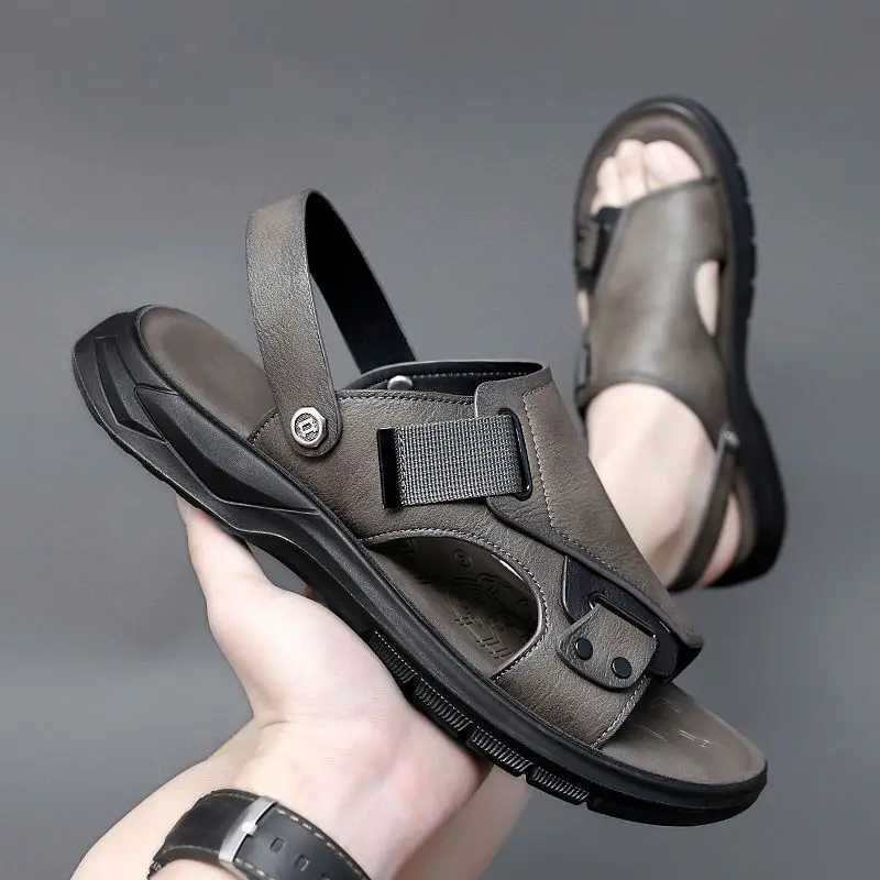 Мужские сандалии Летние сандалии из натуральной кожи Мужские повседневные легкие сандалии Модные мужские сандалии 2023 Изображение 3 