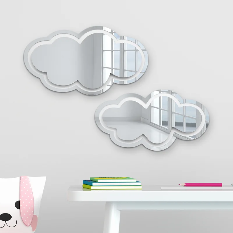 Набор из 2 акриловых облаков настенное художественное зеркало детская спальня облака декор 3D зеркало в форме облака для девочек декор комнаты эстетический декор
