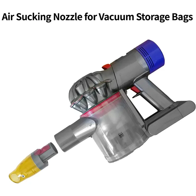 Насадка для всасывания воздуха для пылесоса Dyson V7 V8 V10 V11 V15, помогает всасывать воздух из вакуумных мешков для хранения Желтый Изображение 4 