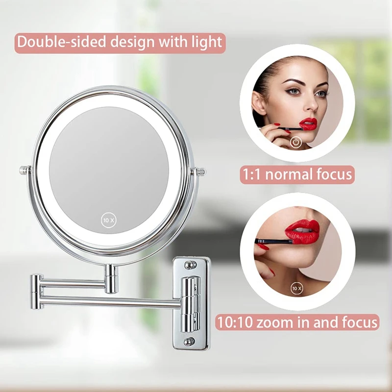  Настенное косметическое зеркало с удлинительным кронштейном Лампа для туалетного столика и ванная комната с 3 цветами Изображение 2 