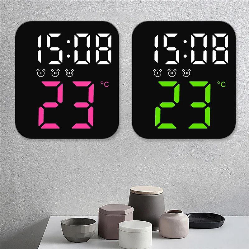  Настольные цифровые часы с голосовым управлением 3 будильника Висячие Регулируемая яркость Электронные часы с отображением температуры и даты и времени