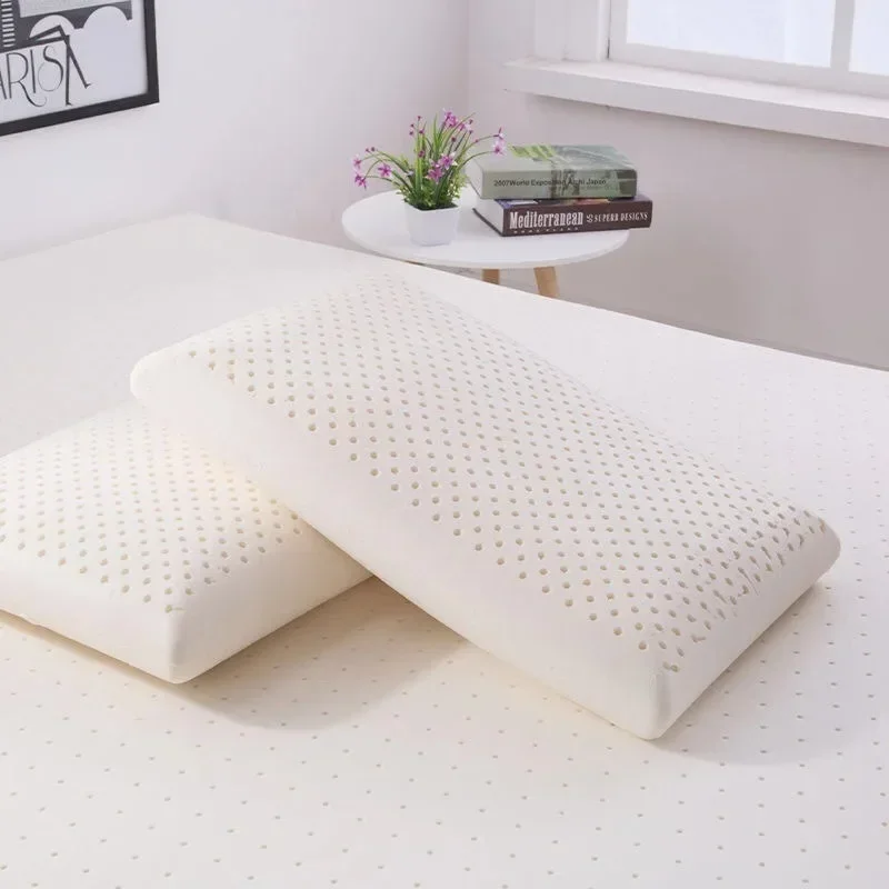 Натуральная латексная тонкая мягкая подушка для сна для сна взрослых ультратонкая длинная низкая подушка для защиты шейного отдела позвоночника Изображение 0 