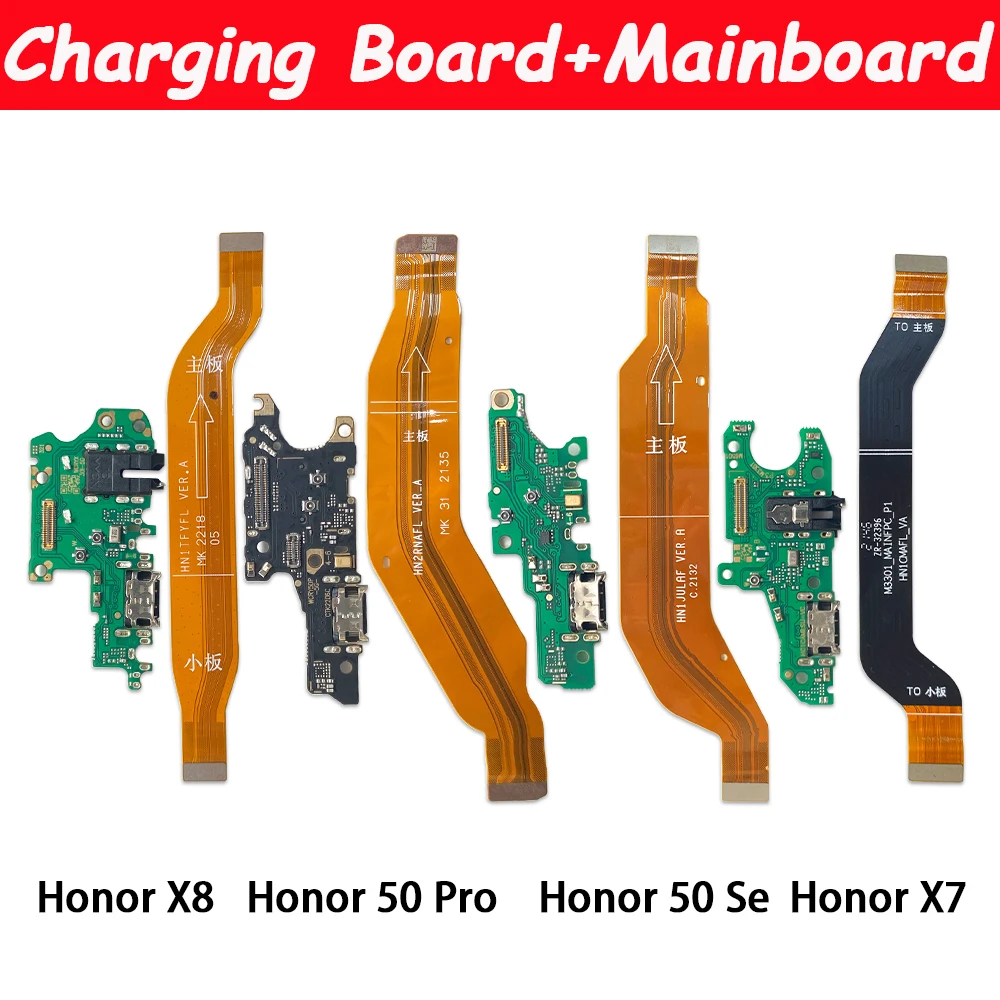  Новый USB-зарядный разъем док-станции Порт зарядной платы Гибкий кабель с заменой микрофона для Huawei Honor 50 Pro Se X7 X8