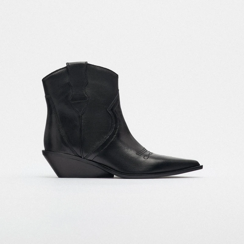 Новый бренд 2023 Сапоги Женская обувь Западные ковбойские сапоги Женские красивые сапоги в британском стиле Толстый каблук Ботильоны из натуральной кожи