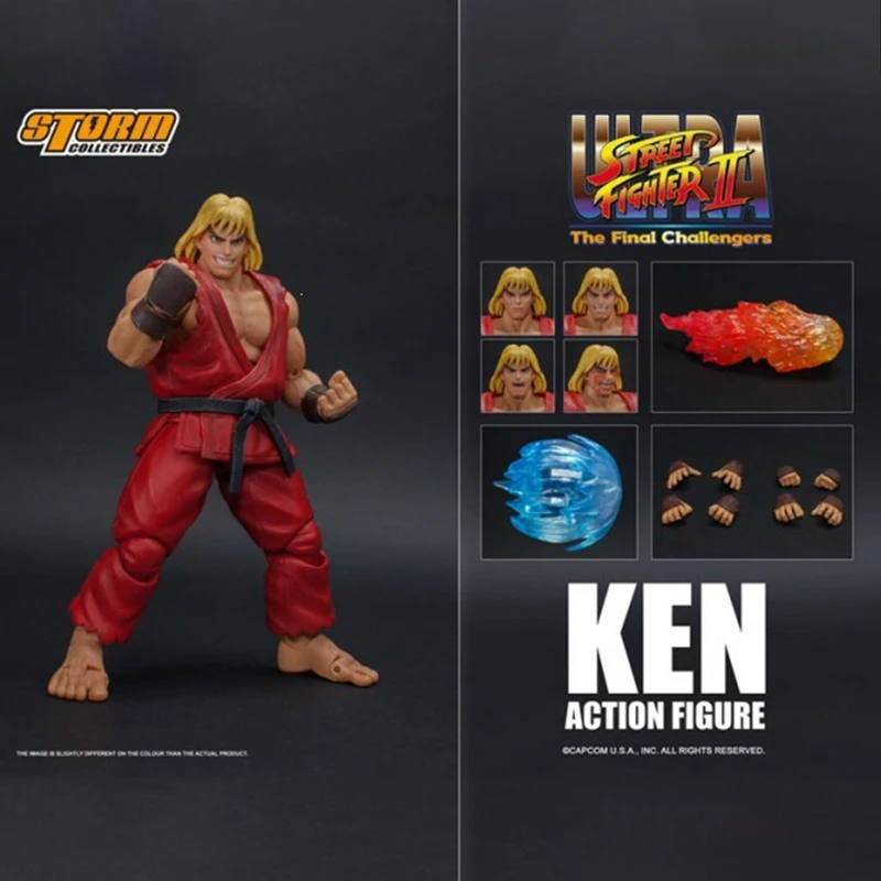 Оригинальные Storm Toys 1/12 Ken Четырехголовый Carving Street Fighter II Soldier Model Полный набор 6-дюймовая фигурка в наличии