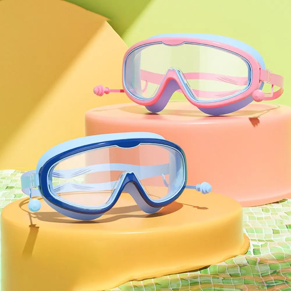 Очки для плавания с защитой от запотевания Бассейн с берушами Широкий обзор Плавательное снаряжение Прозрачные водонепроницаемые очки для плавания