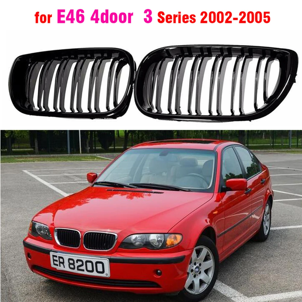 Передняя центральная ярко-черная широкая решетка капота для BMW E46 седан 4 двери 3 серии 2002 2003 2004 2005 320i 325Xi 330Xi