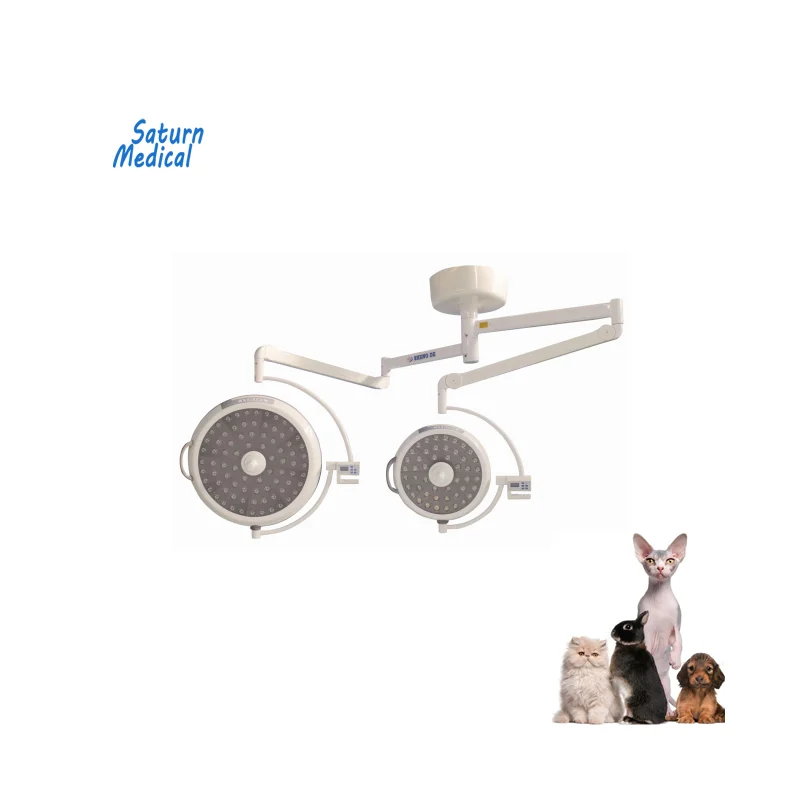 потолочная двухголовочная бестеневая светодиодная ветеринарная хирургическая операционная лампа для ветеринарной клиники домашних животных