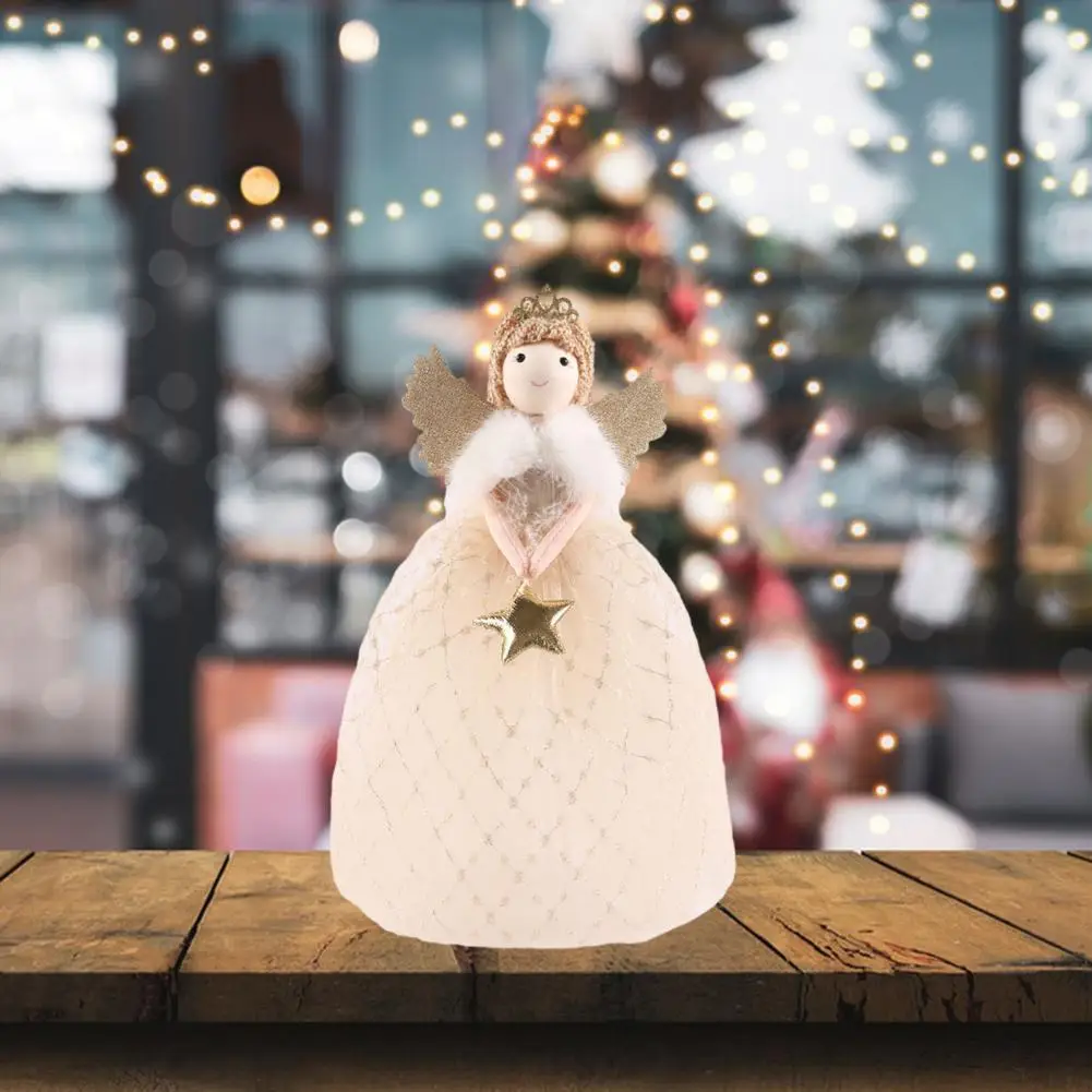 Праздничное украшение Ангел Орнамент Праздничная рождественская кукла ангела с коронными крыльями Настольный орнамент Домашний декор для девочек Рождественская елка