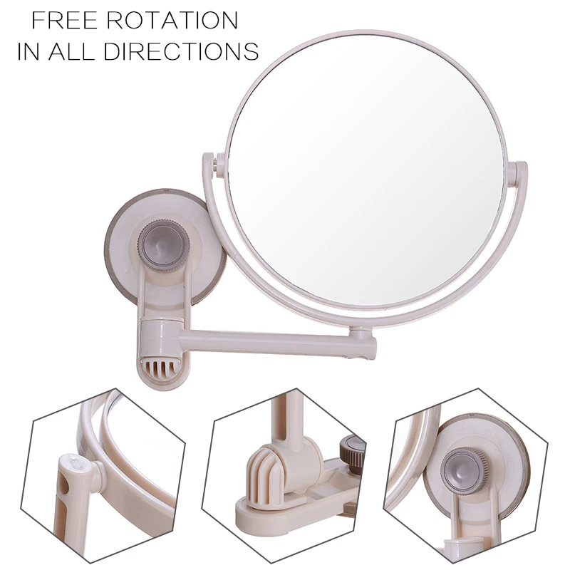 Практичное двустороннее настенное зеркало для ванных комнат Комната в общежитии Кемперы 360-градусная присоска Зеркала для бритья макияжа
