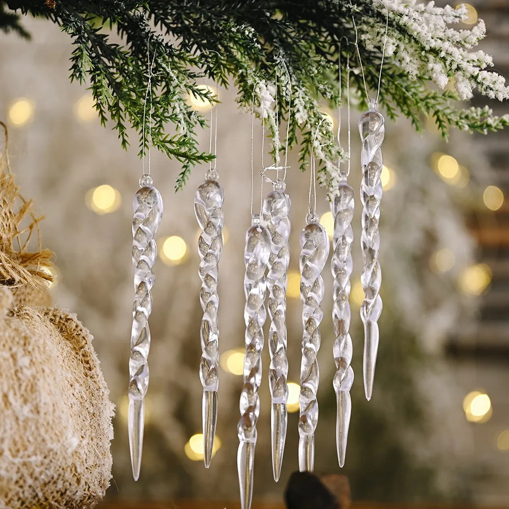 Прозрачный ледяной бар для рождественских праздничных принадлежностей, украшение елки, подвеска из ниток, новый
