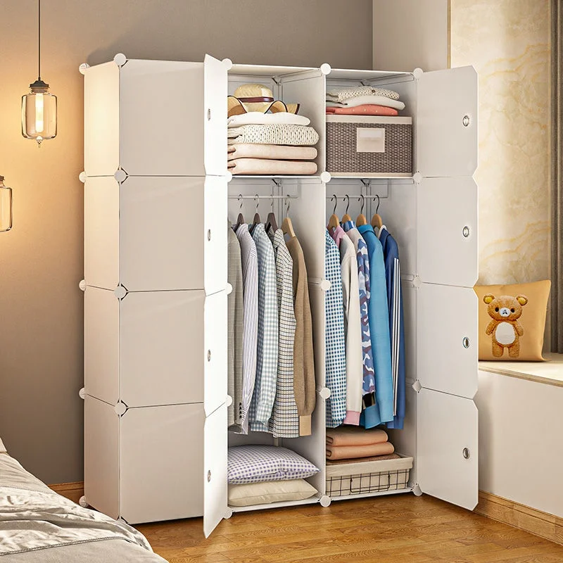 Простой гардероб Одежда Складные шкафы Комоды Куб Шкафчик для хранения Пластиковая складная пыленепроницаемая мебель для домашней спальни