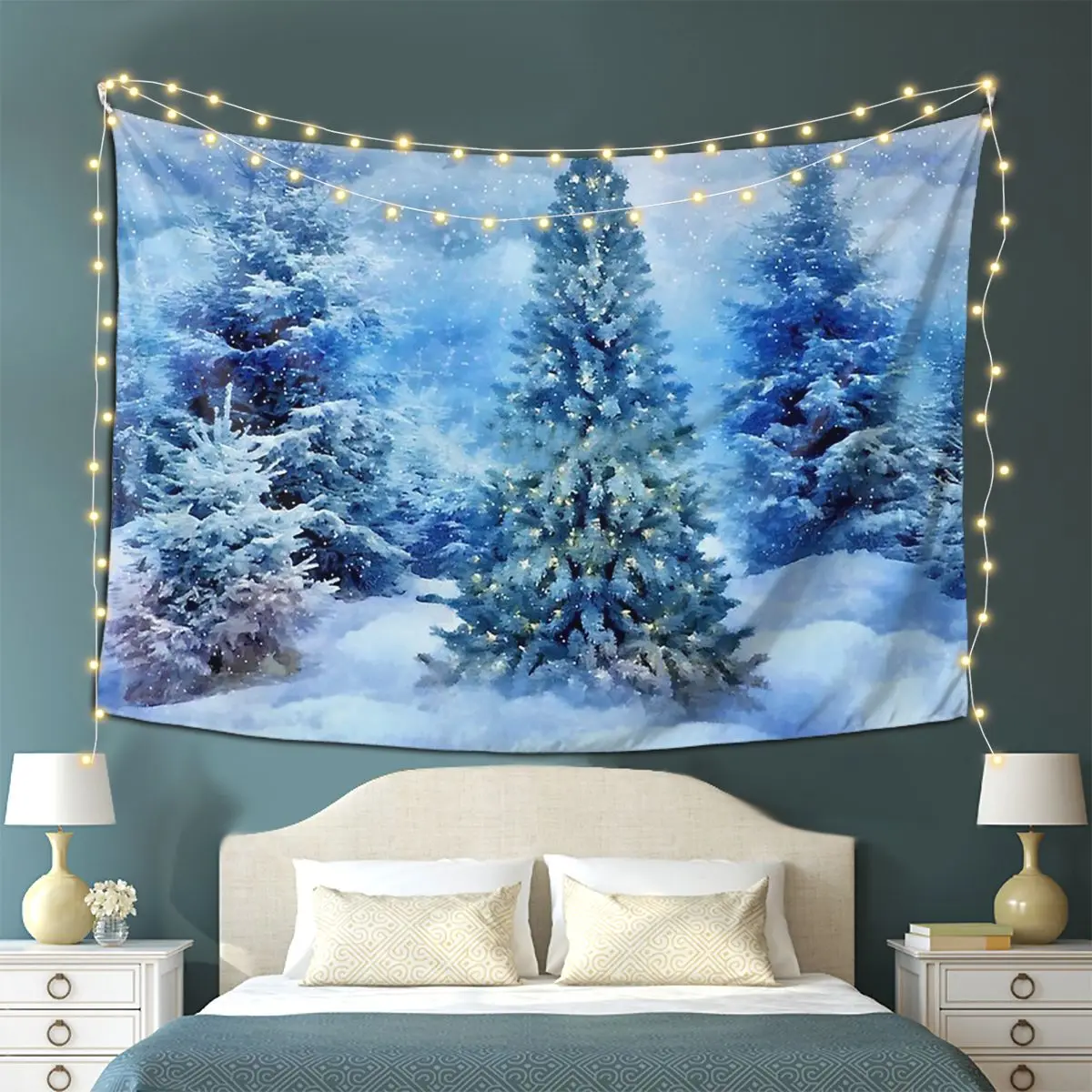 Рождественская елка Эстетическое украшение дома Гобелен Искусство Настенные гобелены для гостиной, спальни, комнаты в общежитии Изображение 1 