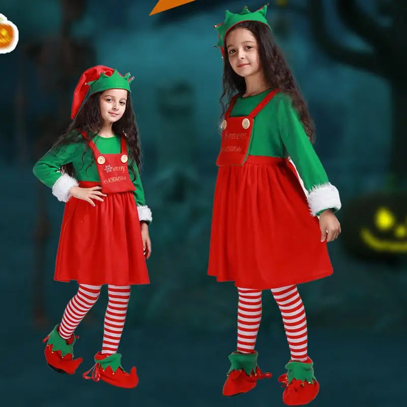 Рождественский костюм эльфа для детей Симпатичный наряд Забавная одежда для косплея Красочный детский наряд для вечеринок, собраний, праздников, событий