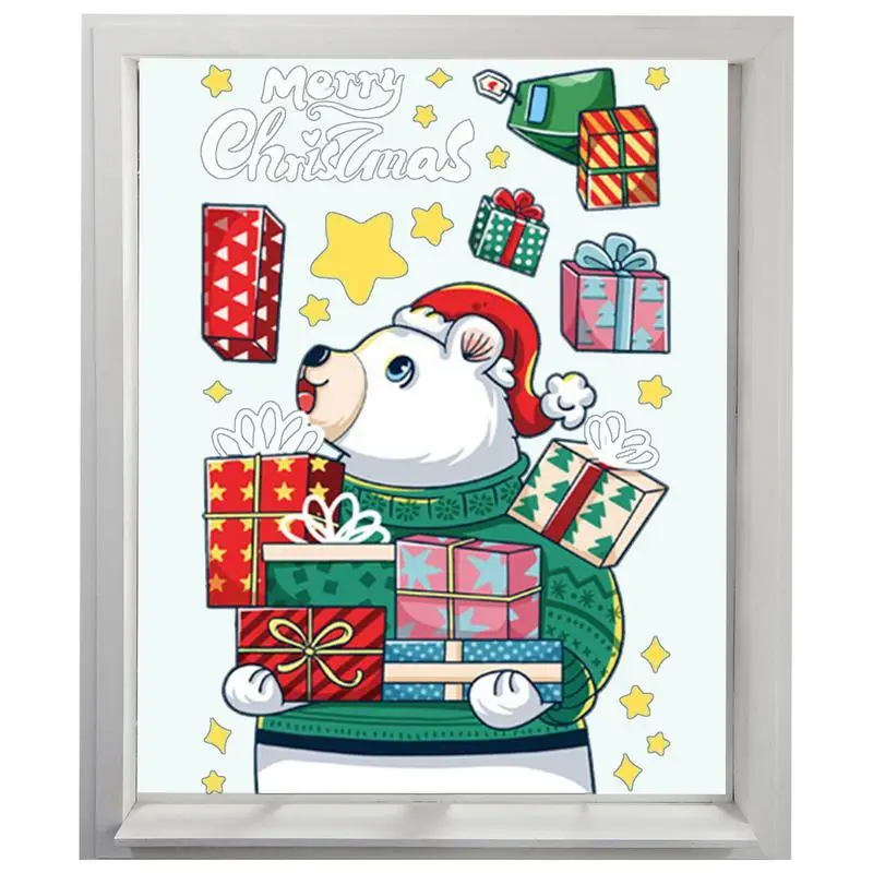 Рождественское окно цепляется Статические наклейки Украшения для рождественской тематики Украшения для вечеринок для оконных стеклянных дверей Домашнее хозяйство