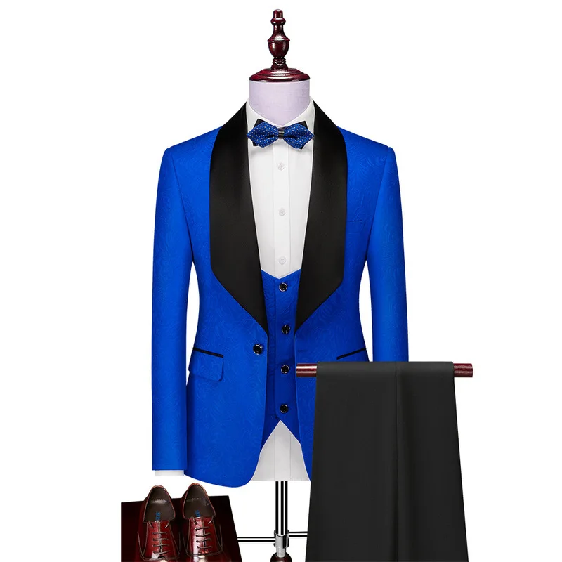 Свадебное платье 2023 Slim Fit Роскошные костюмы для мужчин Жаккард Homme Костюм Высокое качество Мода Мужской Блейзер Жилет Брюки Изображение 2 
