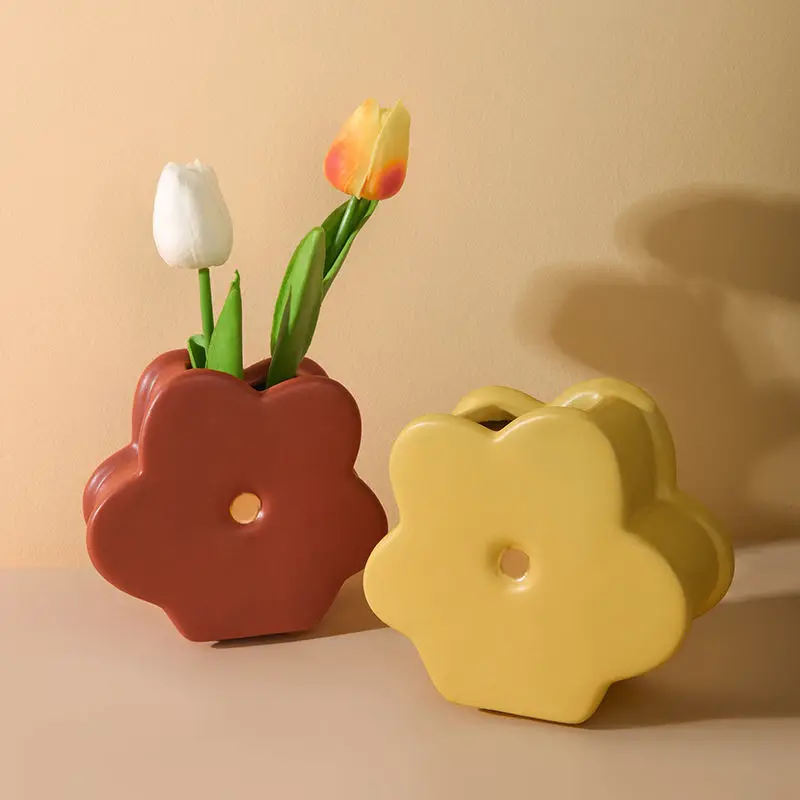 скандинавская креативная керамическая ваза для цветов, цветочная композиция для гостиной, сухоцветы, украшение обеденного стола, украшение для дома