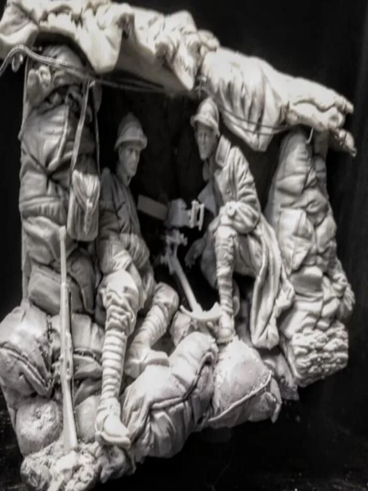 Смоляной солдатик 1/24 Итальянцы на фронте (2 фигуры, бункер) Модель Несобранная неокрашенная фигура Строительный комплект