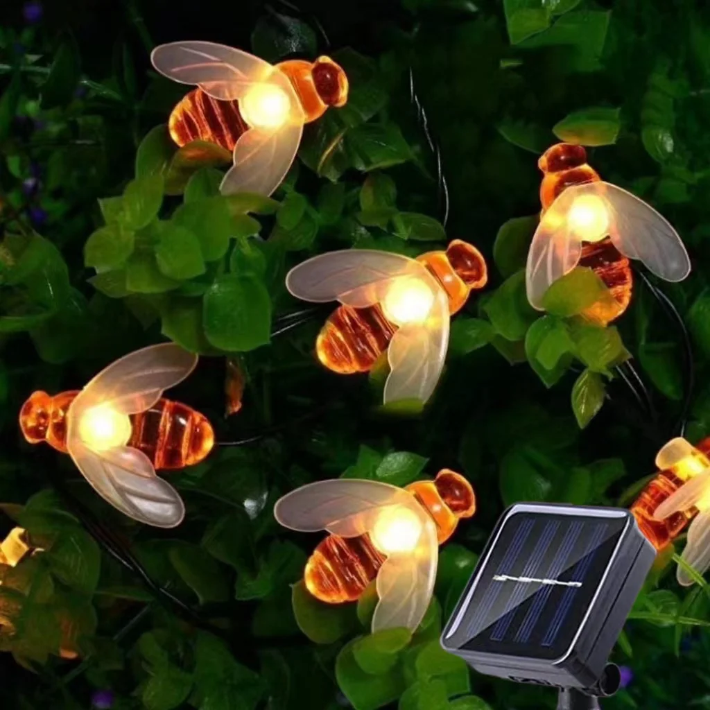 Солнечная гирлянда 100 светодиодная милая пчела на открытом воздухе свет свадьба дом сад патио вечеринка рождественская елка медоносная пчела фея декор лампа