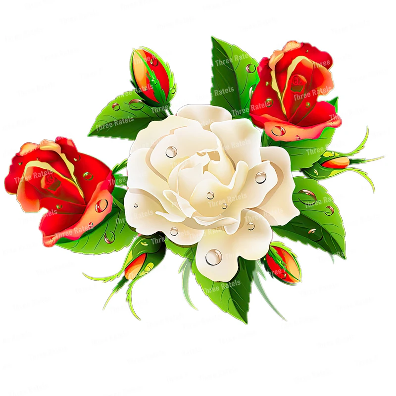 Три рателя QCF246 Очаровательный букет роз утренней росы домашний декоративный Цветочная наклейка для туалета Наклейка