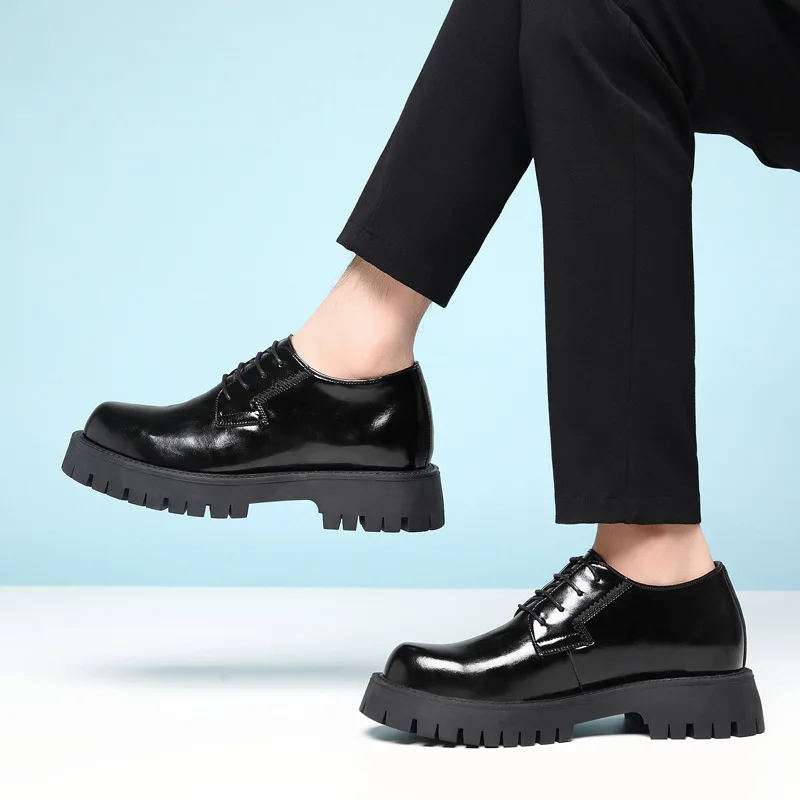  Увеличение высоты 6/8 см Черная мужская обувь Деловая обувь из натуральной кожи Мужская модная британская одежда Костюмы Туфли для вечеринок для мужчин Оксфорды