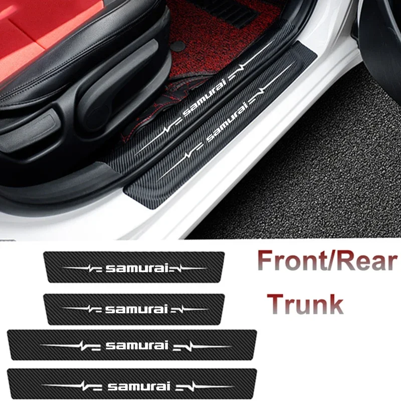 Углеродное волокно Автомобиль Задняя дверь багажника Защитная наклейка Порог Anit Kick Plate Strip Наклейки для Suzuki Samurai Эмблема Аксессуары
