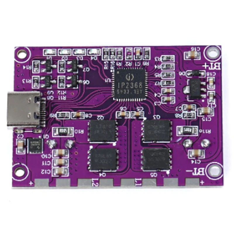 Фиолетовый IP2368 100 Вт Двунаправленный модуль быстрой зарядки Интерфейс Buck-Boost Type-C 4S Литиевая батарея Быстрая зарядная плата