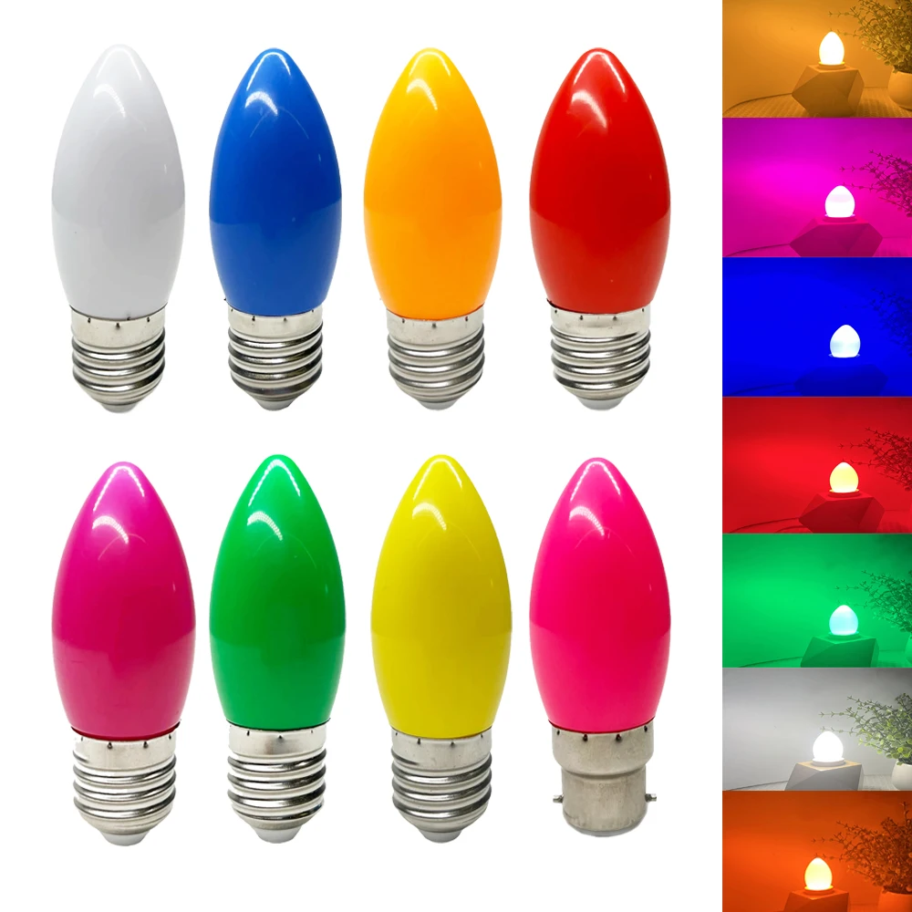 Цветная светодиодная лампа E27 B22 2W RGB Светодиодная лампа C35 Светодиодная свеча 9 Цвет SMD 2835 AC 110 В 220 В Лампа Глобус Холодный / Теплый Белый